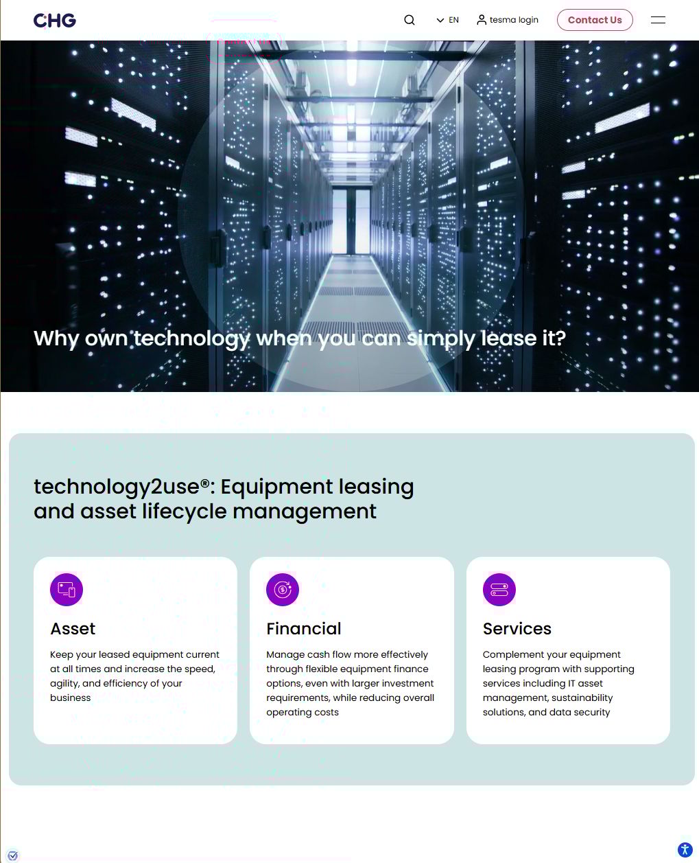 Screenshot of CHG-MERIDIAN Homepage