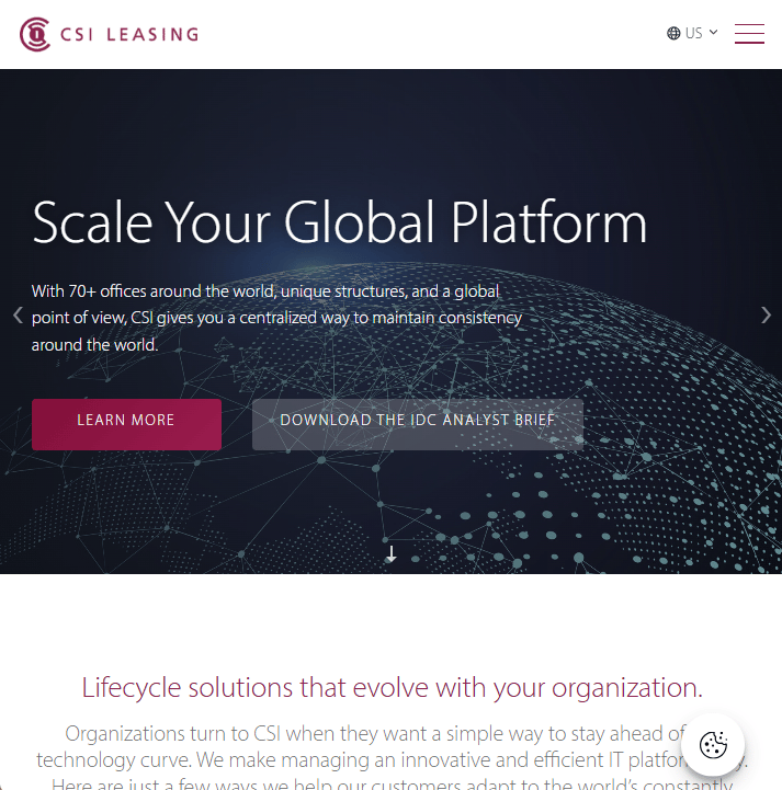 CSI Leasing homepage screenshot