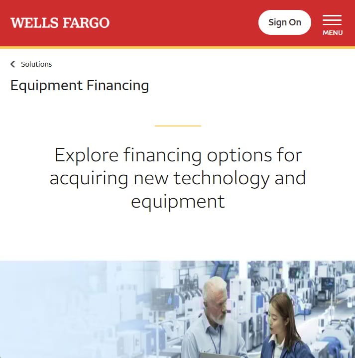 Screenshot of Wells Fargo home page