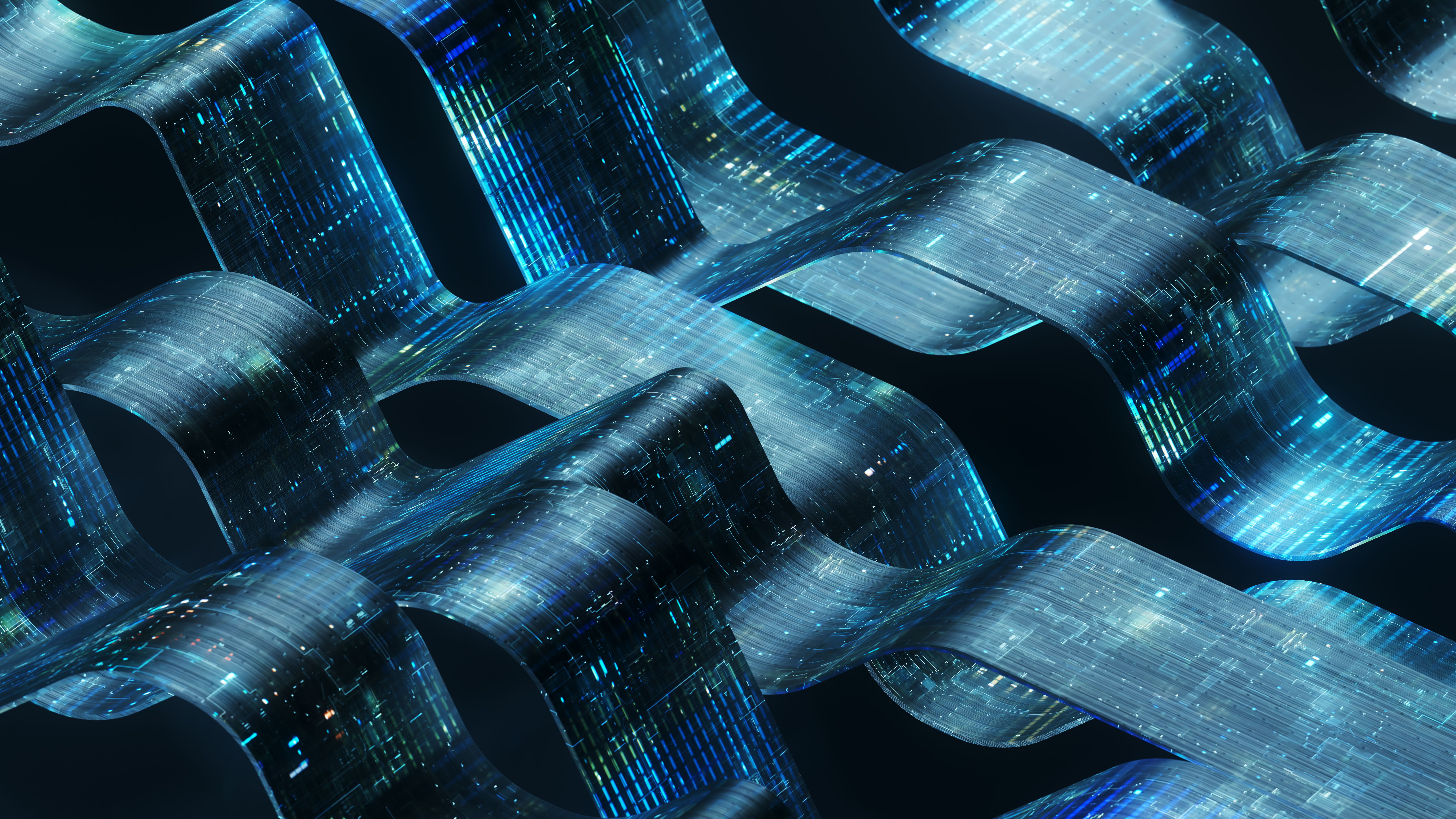 Data points streaming across the screen