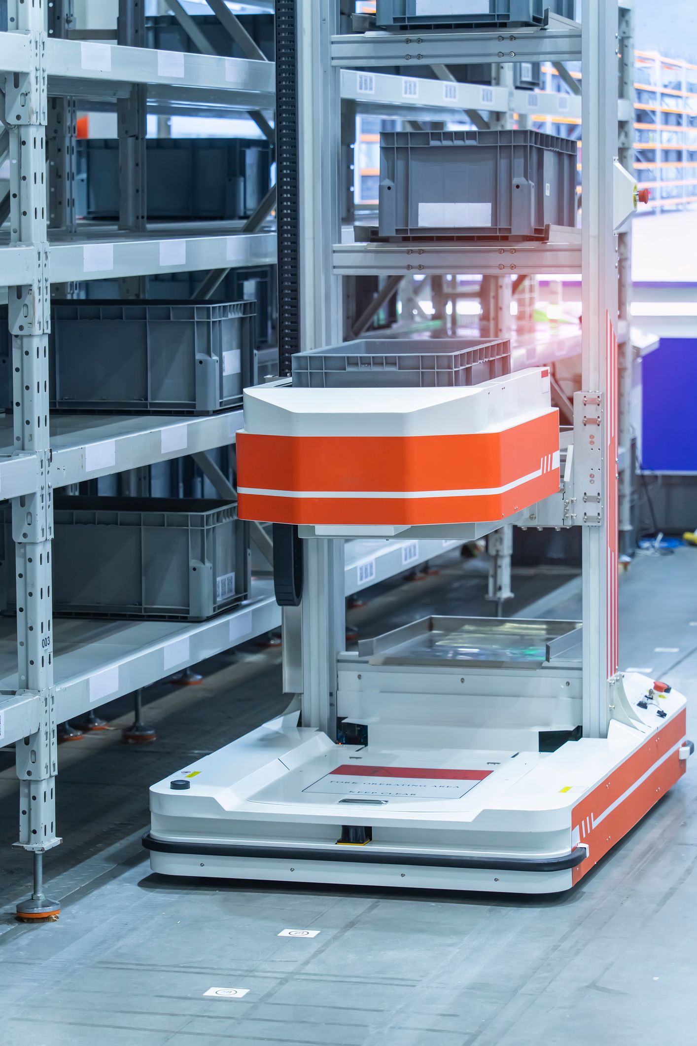 AGV working in a modern warehouse