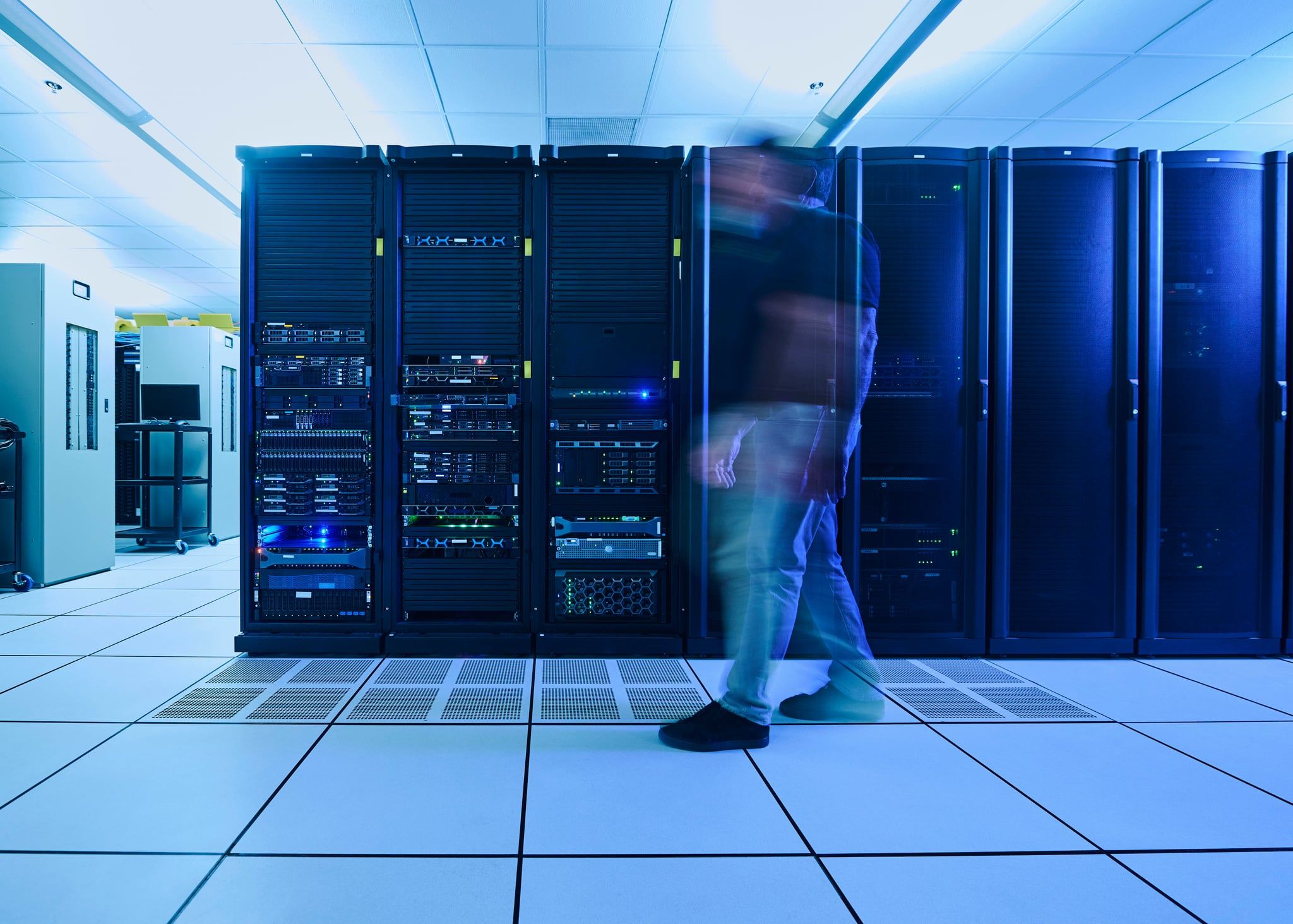 IT professional working on a data center