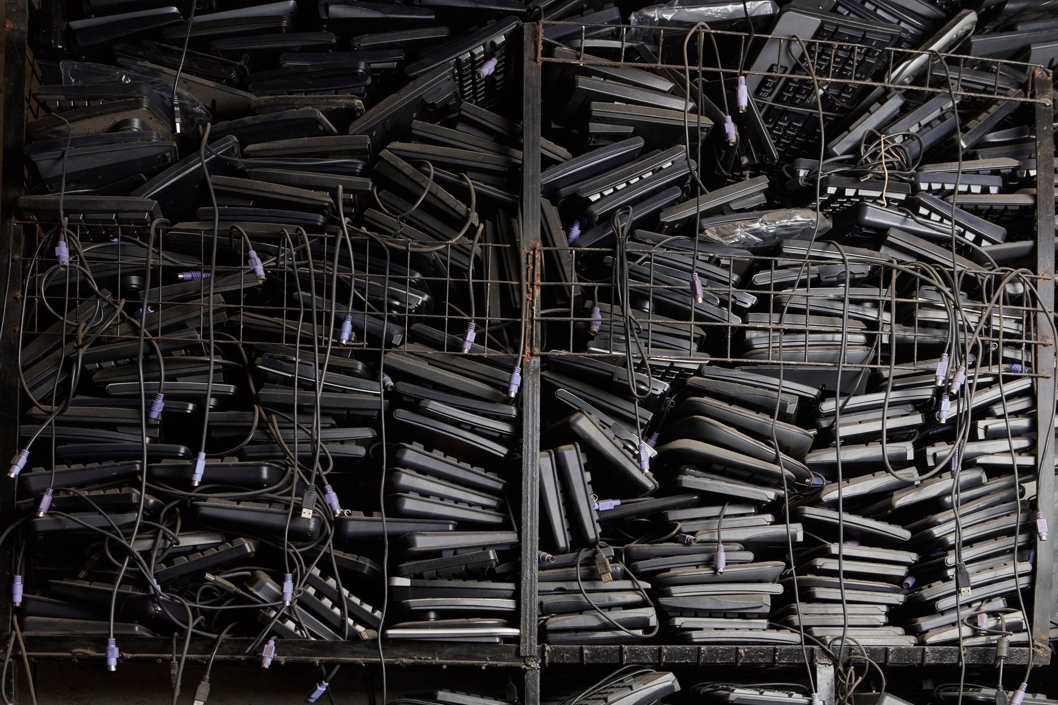 Stacks of old laptops