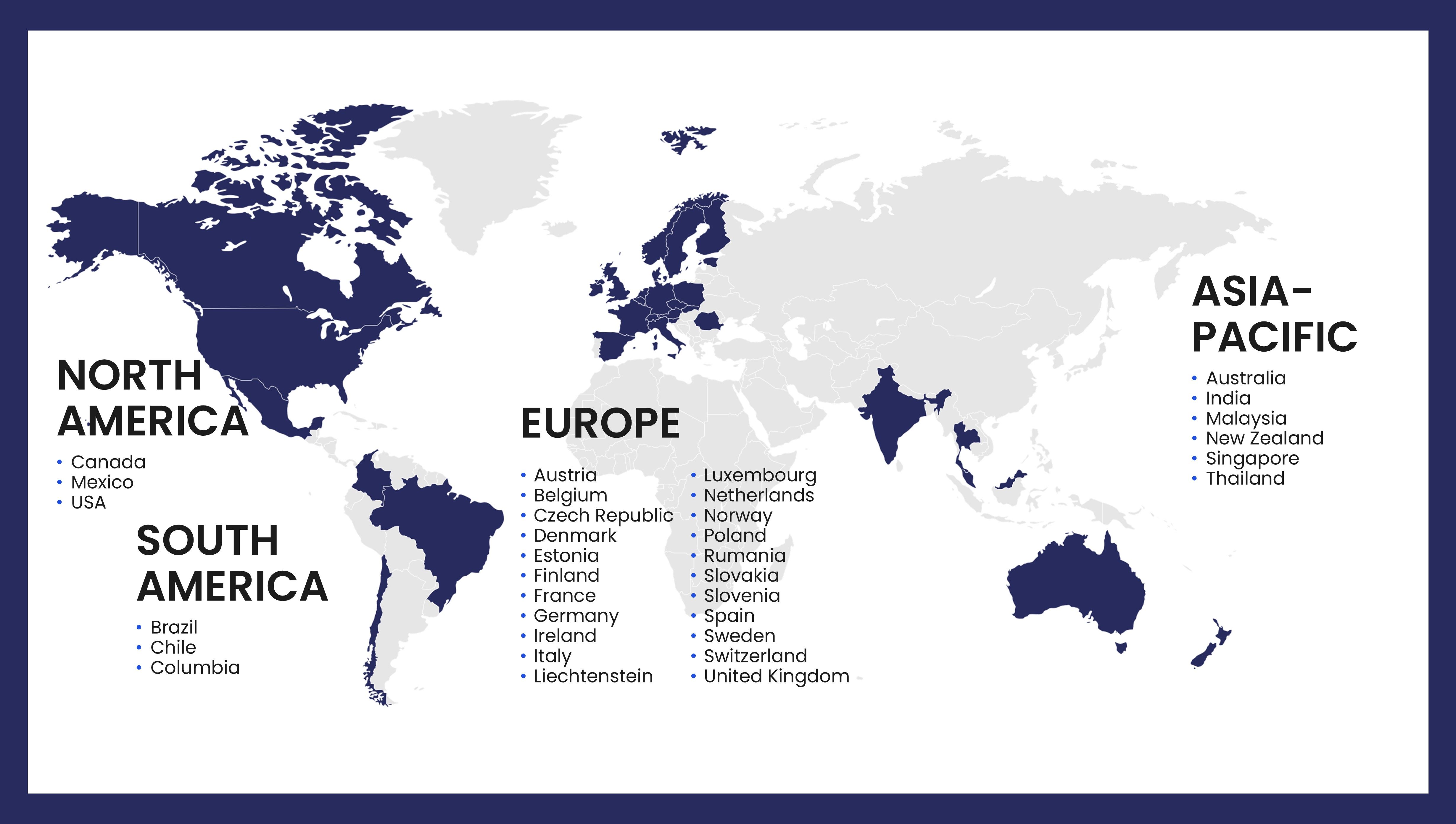 Map showing CHG-MERIDIAN locations across North America, South America, Europe, and Asia-Pacific.