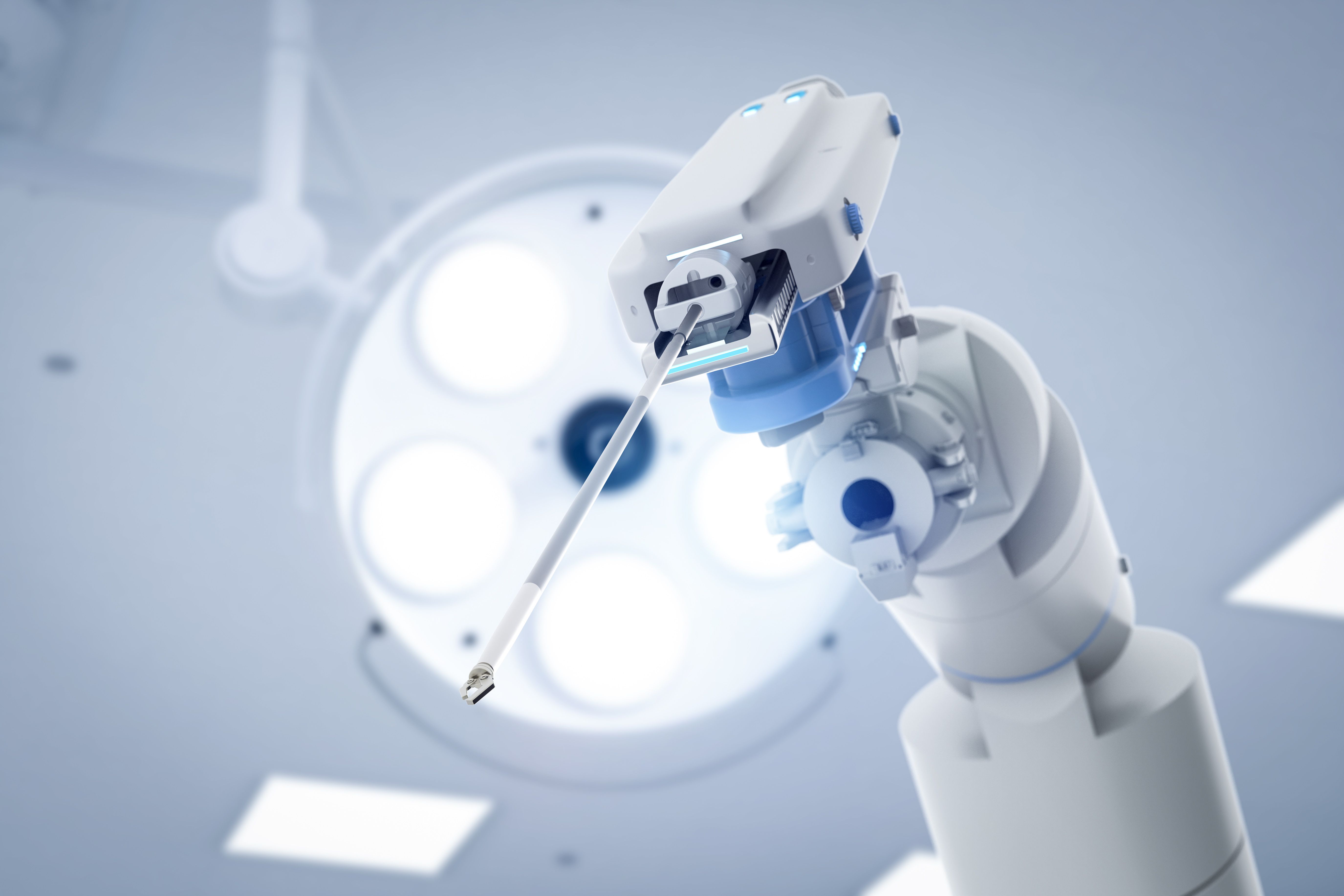Robotic surgery robot working on a surgery room